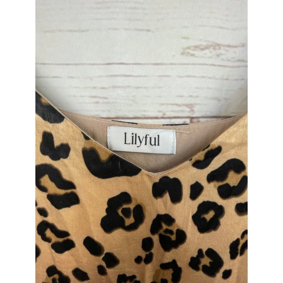 Lilyful Leopard Satin Slip Dress Large - Picture 2 of 4